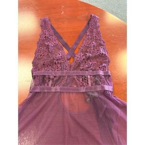 Oh La La Cheri Stassi Sheer Babydoll w/Thong IN Potent Purple sz S/M NWT